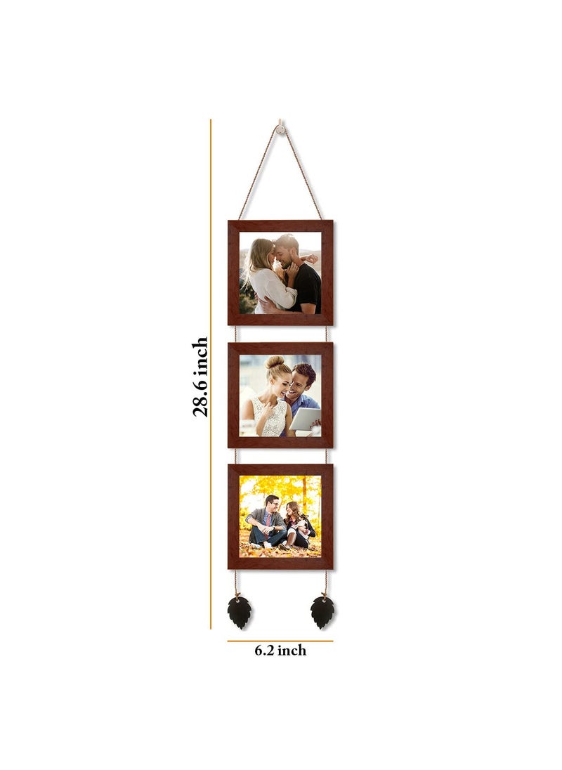 Art Street Art Street Photo Frame For Wall Set Wall Hanging Picture, Photo Frame For Home and Office Decoration (Set of 3, 5x5 Inch - Brown)  - Image 3