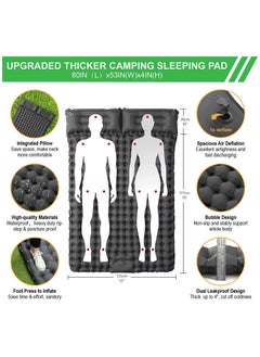 Generic Double Sleeping Pad for Camping Inflatable 2 Person Sleeping Mat with Built-in Pump, Foot Press Ultralight Extra Thick Camping Mat with Pillow for Backpacking/Traveling/Hiking, Durable and Waterproof  - Image 5