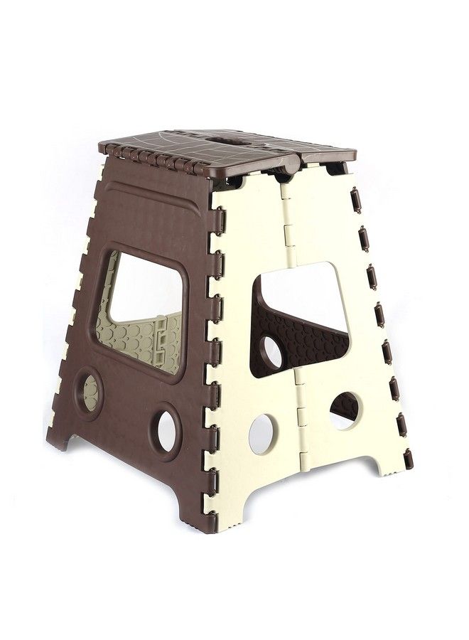 NIRVA WITH DEVICE OF WOMEN PICTURE New Stylist Portable Non Slip Folding Step Stool For Kids And Adults Super Handy Saves Space For Work And Homegreat For Travel And Outdoor Use (Brown & Cream) - Image 1