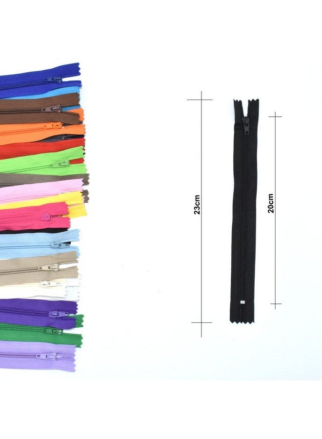 ريناشد 100 قطعة من سحابات النايلون الملفوفة مقاس 9 بوصات من Renashed بكميات كبيرة للخياطين والخياطة والحرف اليدوية (أسود) - Image 2