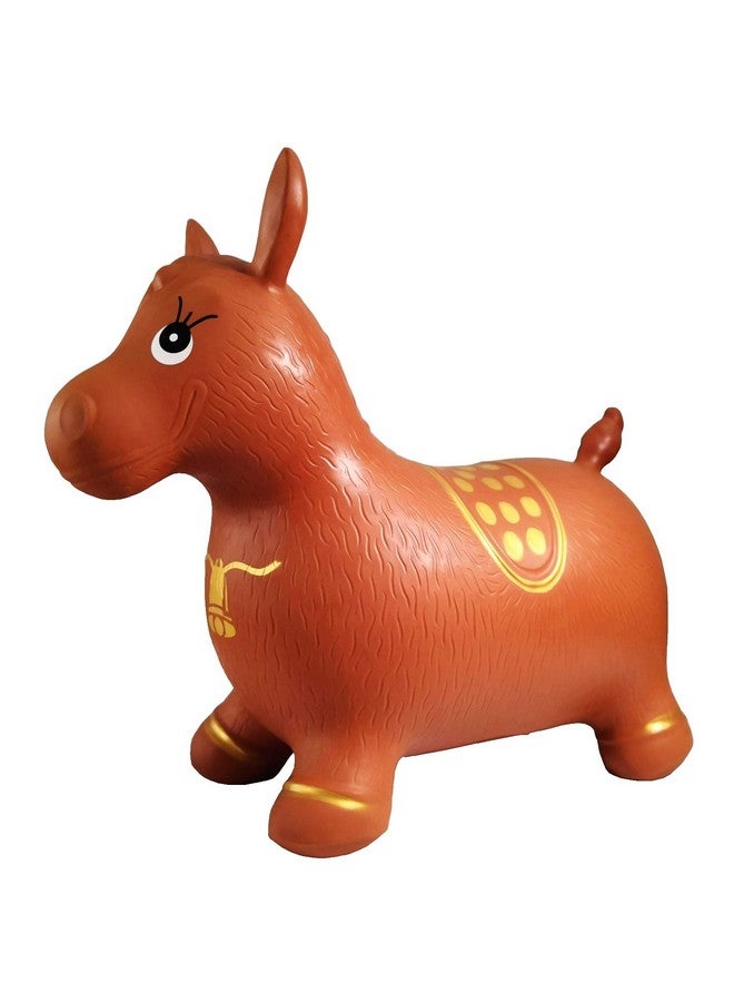 AppleRound Horse Bouncer With Hand Pump, Inflatable Space Hopper, Ride-On Bouncy Animal (Brown) - Image 2