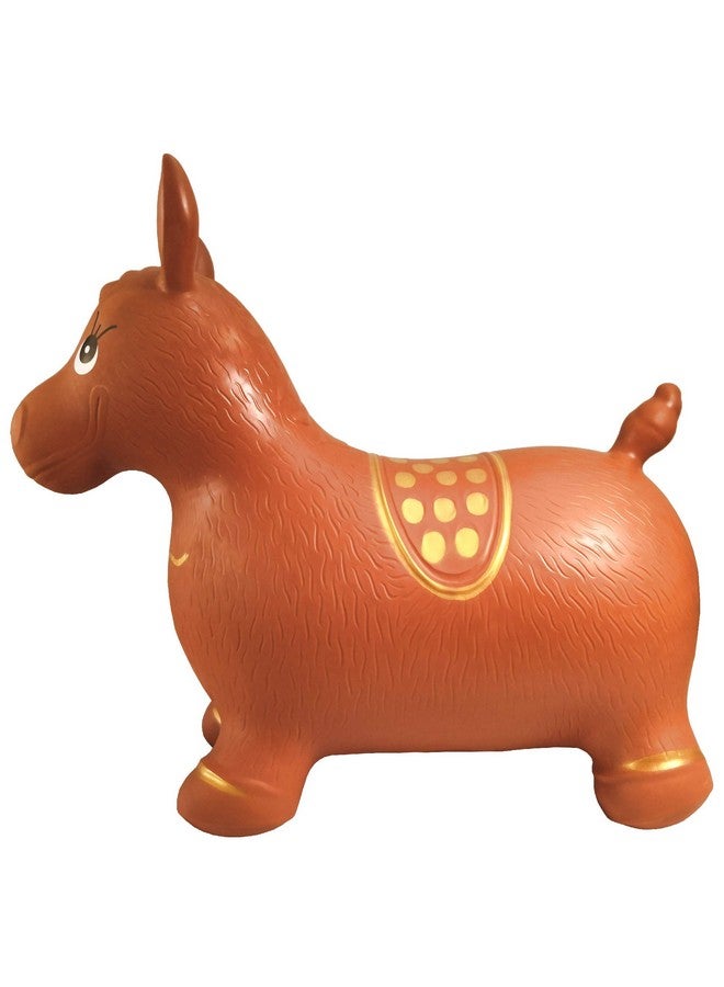 AppleRound Horse Bouncer With Hand Pump, Inflatable Space Hopper, Ride-On Bouncy Animal (Brown) - Image 3