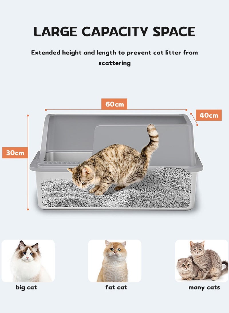 Stainless Steel Cat Litter Box with Shovel Thickened Durable Anti-Corrosion Cat Toilet Open Pedal Pet