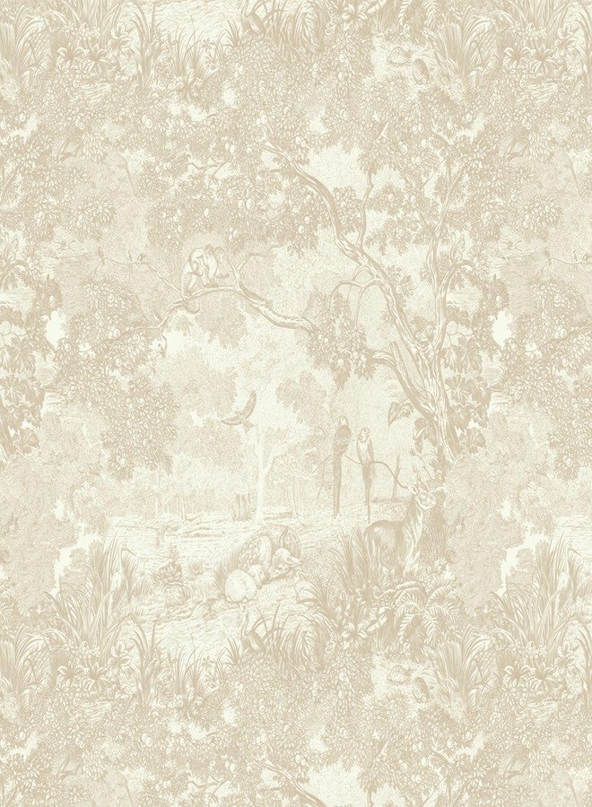 Ismoon 17.3''×78.7''Vintage Peel and Stick Wallpaper Beige Neutral Wall Paper Removable Self-Adhesive Wallpaper Animals Jungle Contact Paper for Cabinets Bathroom Walls Covering Vinyl Roll - Image 1
