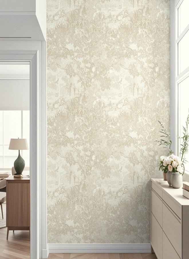 Ismoon 17.3''×78.7''Vintage Peel and Stick Wallpaper Beige Neutral Wall Paper Removable Self-Adhesive Wallpaper Animals Jungle Contact Paper for Cabinets Bathroom Walls Covering Vinyl Roll - Image 5