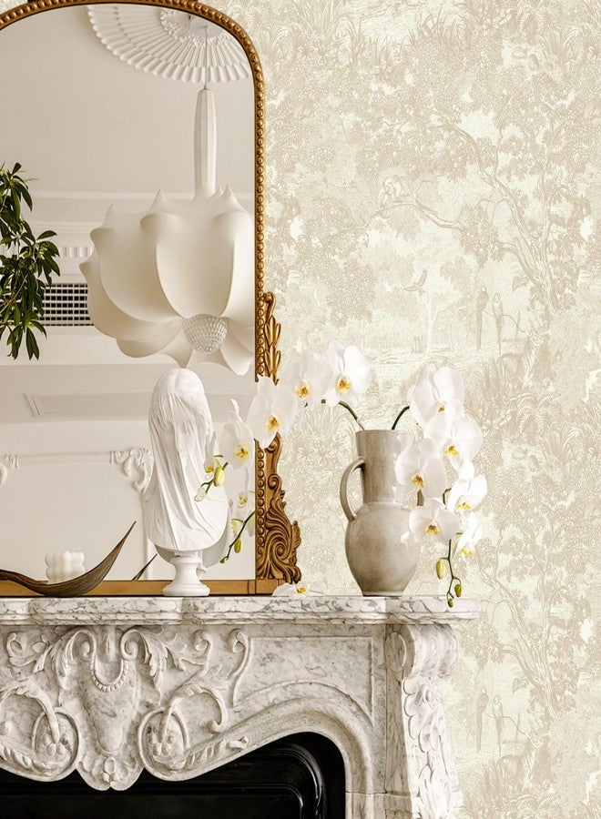 Ismoon 17.3''×78.7''Vintage Peel and Stick Wallpaper Beige Neutral Wall Paper Removable Self-Adhesive Wallpaper Animals Jungle Contact Paper for Cabinets Bathroom Walls Covering Vinyl Roll - Image 3