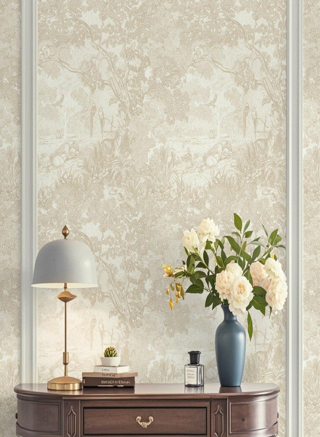 Ismoon 17.3''×78.7''Vintage Peel and Stick Wallpaper Beige Neutral Wall Paper Removable Self-Adhesive Wallpaper Animals Jungle Contact Paper for Cabinets Bathroom Walls Covering Vinyl Roll - Image 4