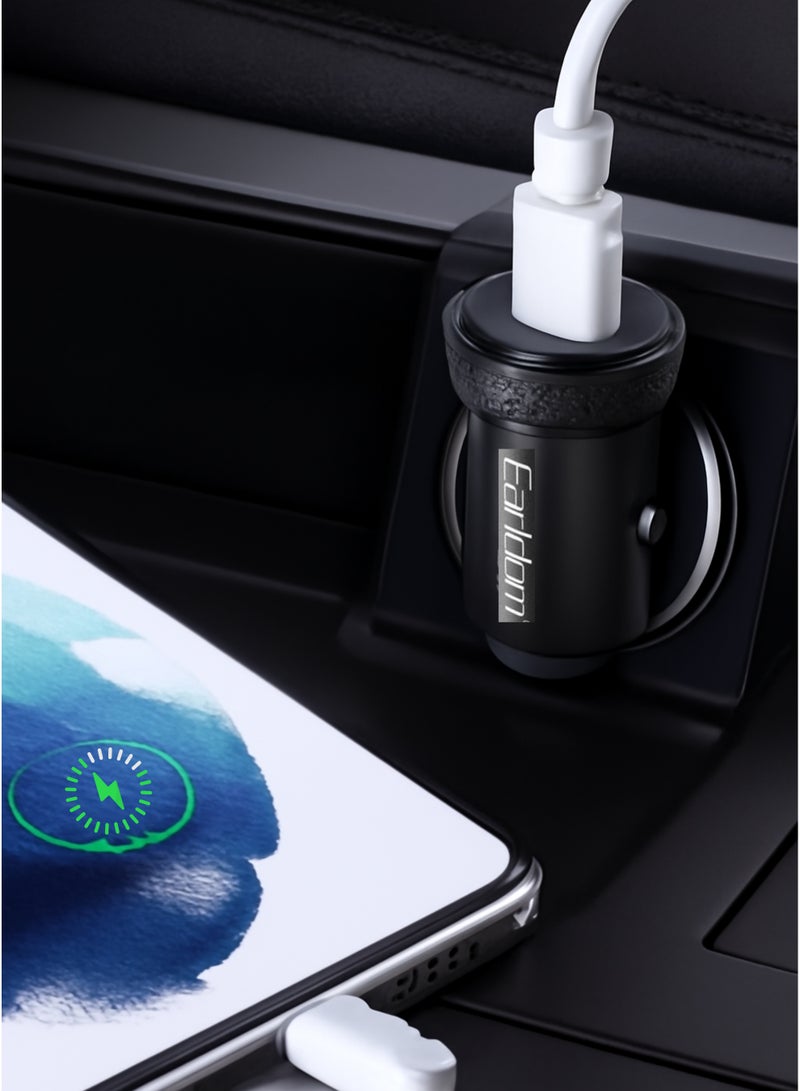 Earldom PD 30W Fast Car Charger Adapter with Type-C to Lightning Cable – Compatible with iPhone 16/15/14/13/12/11, iPad Pro, Mini 6, Samsung S24/S23/S22, Xiaomi, AirPods 4, Apple Watch S10 – Black - Image 4