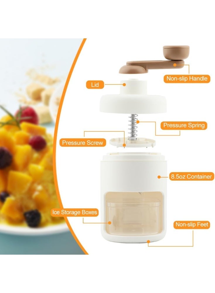 MOMENT MOMENT Manual Shaved Ice Shaver, Portable Snow Cone Maker Machine with 2 Ice-Trays, Small Hand Operated Crank Slushy-Maker Machine, Ice Crusher for Snow Cones, for Outdoor Picnics  - Image 3