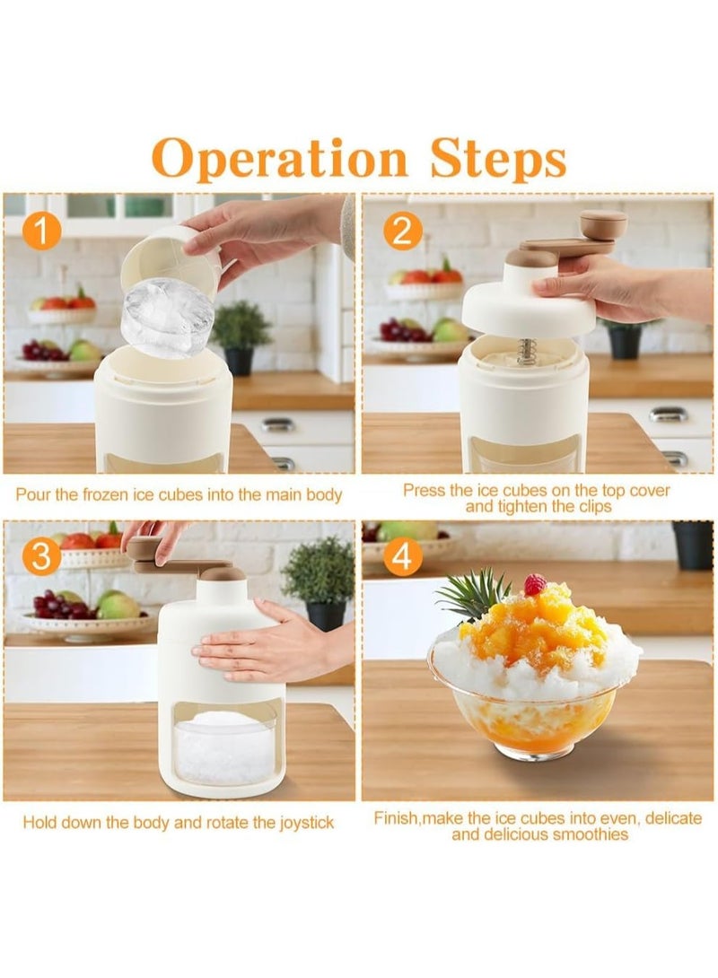 MOMENT MOMENT Manual Shaved Ice Shaver, Portable Snow Cone Maker Machine with 2 Ice-Trays, Small Hand Operated Crank Slushy-Maker Machine, Ice Crusher for Snow Cones, for Outdoor Picnics  - Image 5