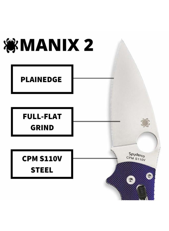 Spyderco Manix 2 Signature Knife with 3.37" CPM S110V Steel Blade and Durable Dark Blue G-10 Handle - PlainEdge - C101GPDBL2 - Image 3