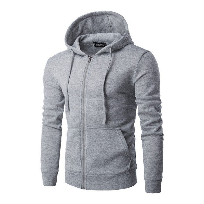 Mens Warm Sweat 2023 Hooded Zipper Sweat Mens Slim-fit Sports Leisure Sweat Mens Support Print Logo Gray - Image 1