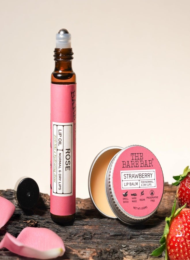 The Bare Bar Strawberry & Rose Lip Care Duo | Soft & Hydrated | Pack of 2 - Image 1
