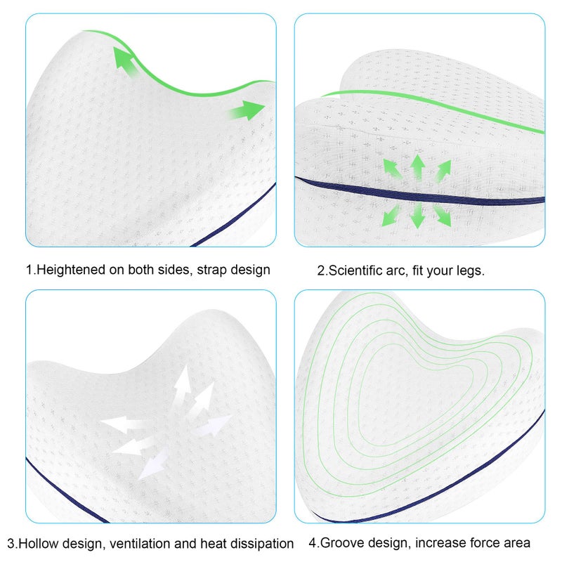 Knee Pillow For Side Sleepers, Leg Positioner Pillow, Orthopedic Leg Pillow, White Memory FoamLeg Pillow, Knee and Back Pain Side Sleeper Pillow - Image 3