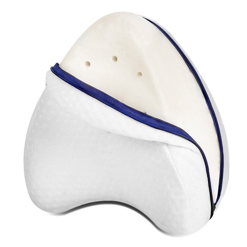 Knee Pillow For Side Sleepers, Leg Positioner Pillow, Orthopedic Leg Pillow, White Memory FoamLeg Pillow, Knee and Back Pain Side Sleeper Pillow - Image 1