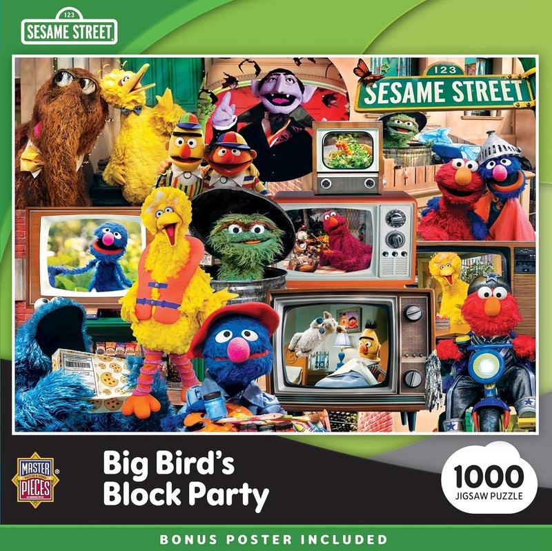 MasterPieces  Sesame Street  Big Birds Block Party 1000 Piece Adult Jigsaw Puzzle 1925x2675