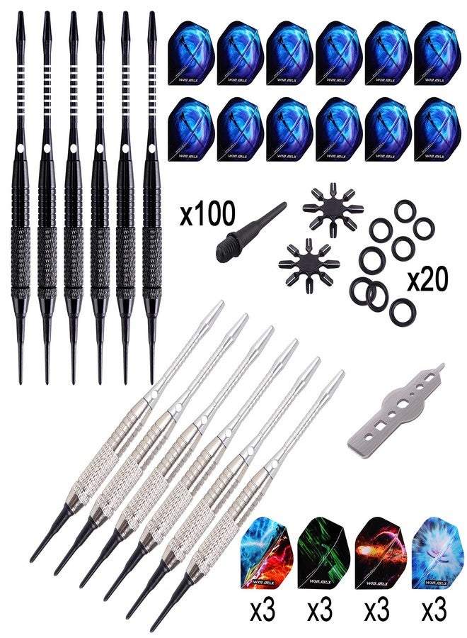 وين ماكس سهام وين ماكس البلاستيكية باللونين الأسود والفضي، 12 قطعة - Image 2