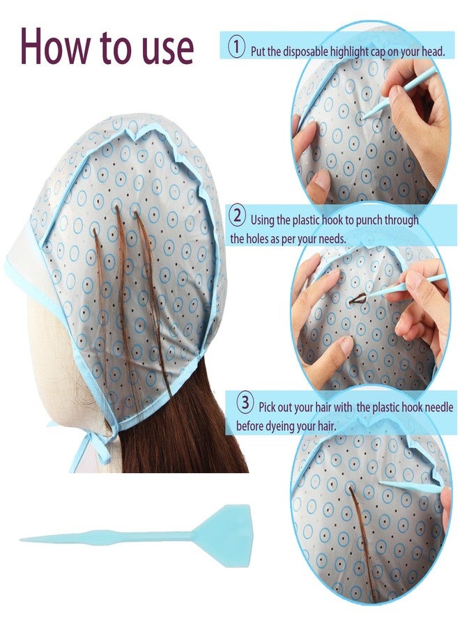 JFFX Hair Highlighting Cap, Blue Hair Coloring Frosting Dye Kit with Plastic Crochet Hook for Salon DIY Hair Dyeing Hairdressing - Image 3