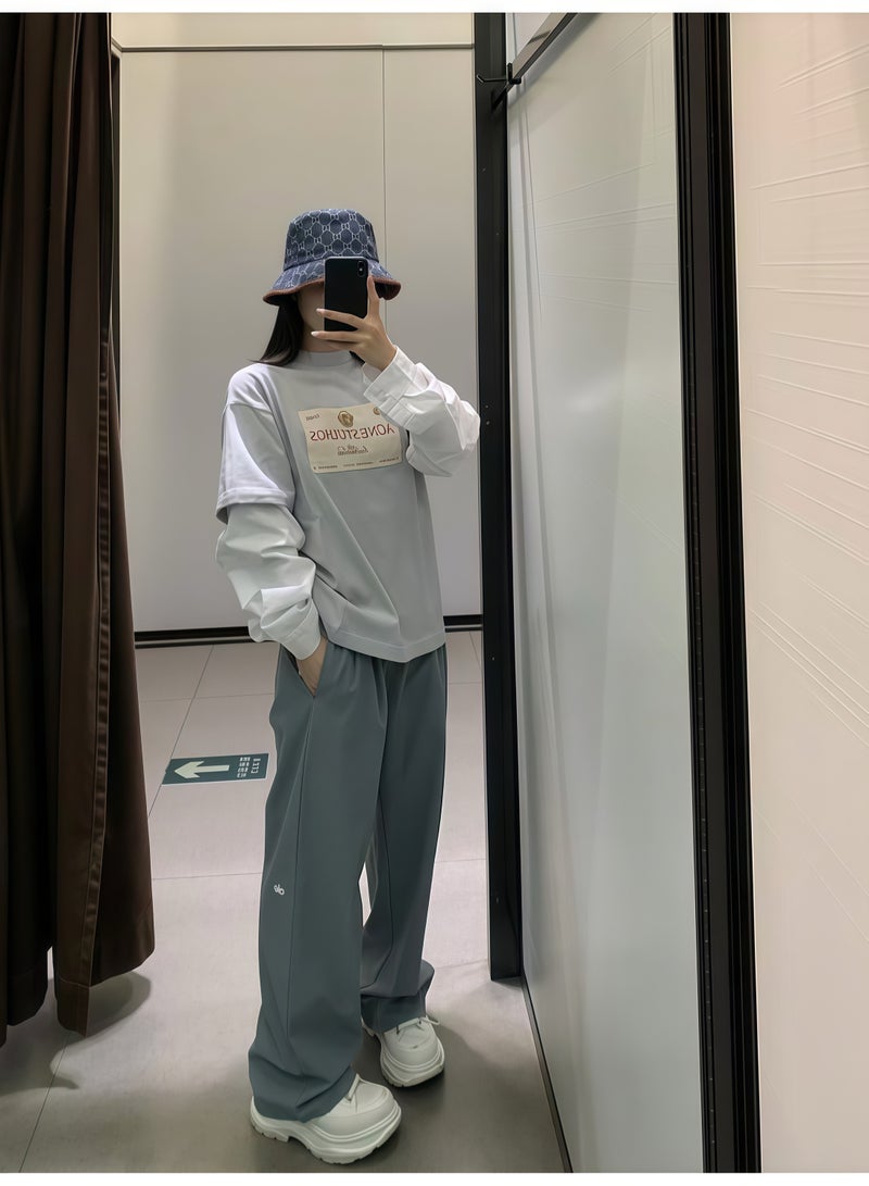 Alo Yoga ALO High-Rise Logo Elastic Waist Yoga Pants - Women's Lightweight Wide-Leg Athletic Trousers with Breathable Fabric for Yoga, Lounge u0026 Casual Wear - Image 3