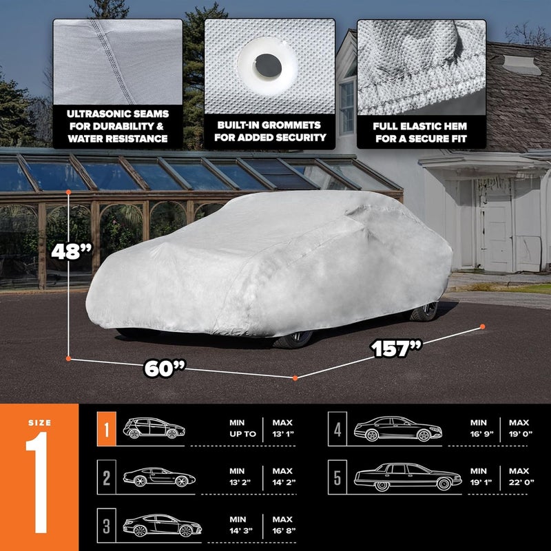 Budge Duro Car Cover Indoor/Outdoor, UV and Water Resistant, Dustproof, Fits Cars up to 170", Gray - Image 4