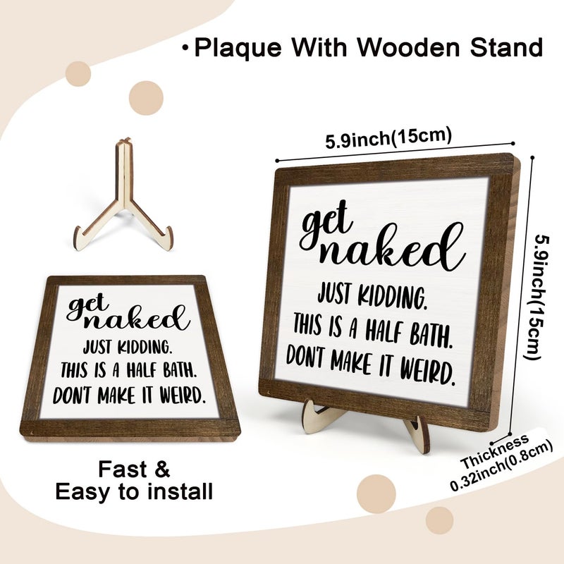 DMADNF Bathroom Decor, Vintage Bathroom Wood Plaque Sign, Life is Like The Bathroom Sign Desk Decor, Farmhouse Decor for Shelf Bathroom Toilet Home Decor 5.9x5.9 Inch (Brown) - Image 2