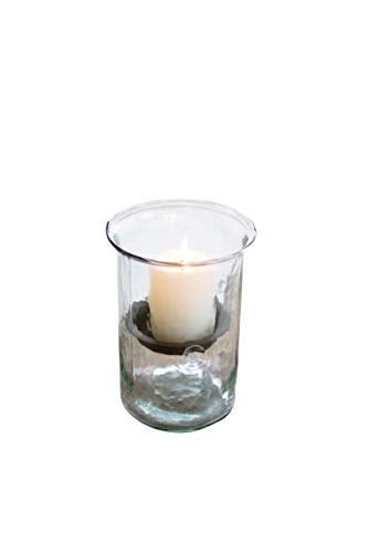 First of a Kind Glass Hurricane Pillar Candle Holder with Rustic Metal Insert Perfect as a Centerpiece 8 Tall Clear