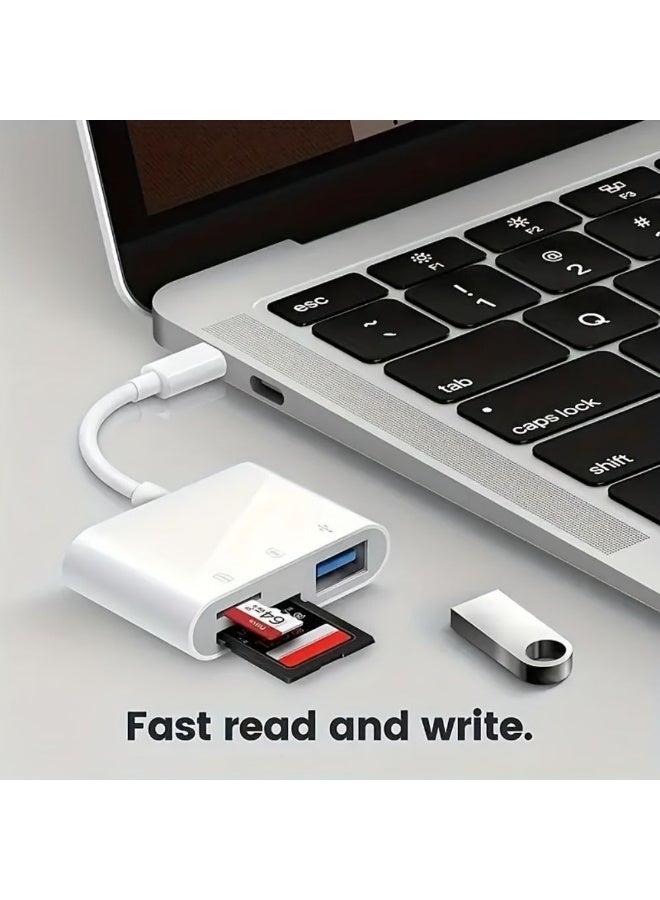 قارئ بطاقات 3 في 1 نوع C إلى SD/TF - محول USB C OTG لبطاقة ذاكرة الكاميرا، نقل بيانات سريع للهواتف المحمولة والكمبيوتر المحمول - توصيل وتشغيل - Image 4