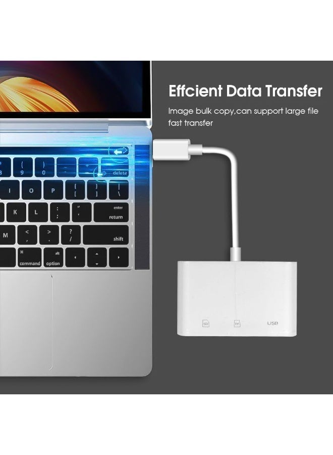 قارئ بطاقات 3 في 1 نوع C إلى SD/TF - محول USB C OTG لبطاقة ذاكرة الكاميرا، نقل بيانات سريع للهواتف المحمولة والكمبيوتر المحمول - توصيل وتشغيل - Image 3
