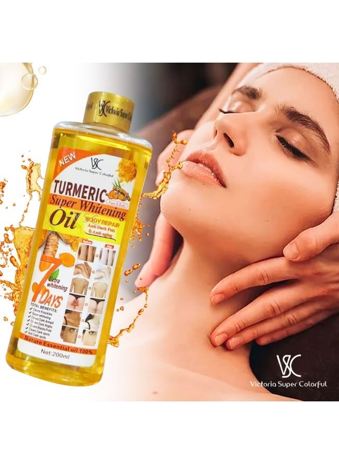 VSC Turmeric Whitening Oil, Turmeric Massage Oil for Skin, Turmeric Oil for Face & Body, Natural Moisturizing Nourishing Face & Body Oil for All Skin Types 200ml - Image 3