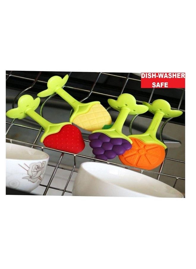Tinny Tots - Baby Soft Silicone Fruit Shaped Teether Teething Toys For Baby Textured Molar Teeth Soother Massage Bpa Free; Infants Dental Care Baby Teether For Tooth Gum Pain Relief (Pack Of 3) - Image 1