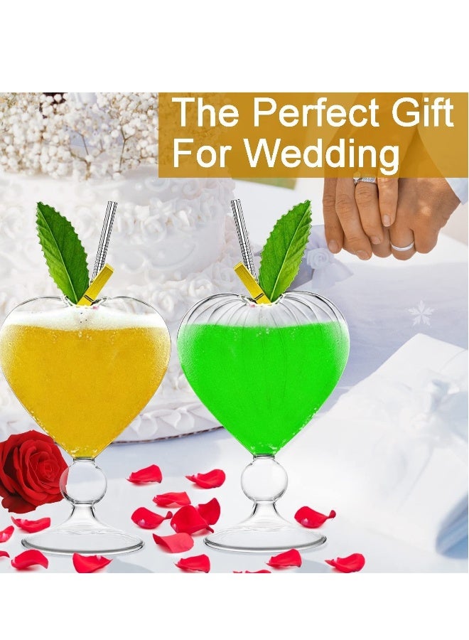 Set of 2 Creative Martini Glasses 8 oz Unique Drink Glasses Heartshaped Romantic Juice Glasses  - Image 2