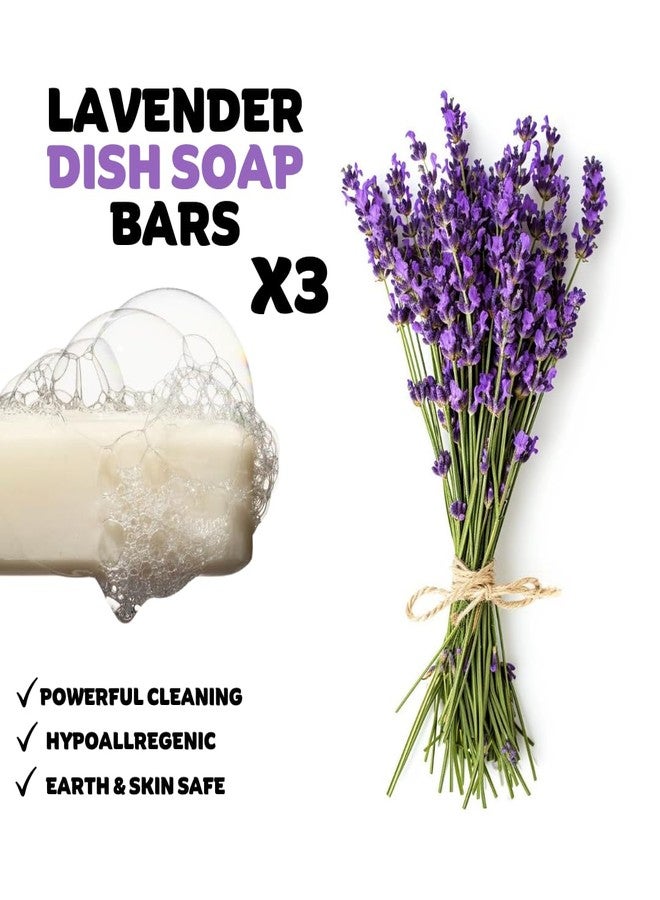 KELEBS Lavender Hypoallergenic Dish Soap Bar - Organic - Pack of 3, Skin-Safe, Non-Toxic, Sustainable Kitchen Soap - Zero Waste - Image 2