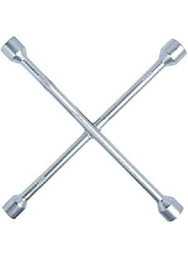 مفتاح عجل صليبة 16 بوصة - صلب شديد التحمل - مفتاح رباعي الاتجاهات فضي لفك وتغيير إطارات السيارات - قوي وعملي لحالات الطوارئ على الطريق - Image 1