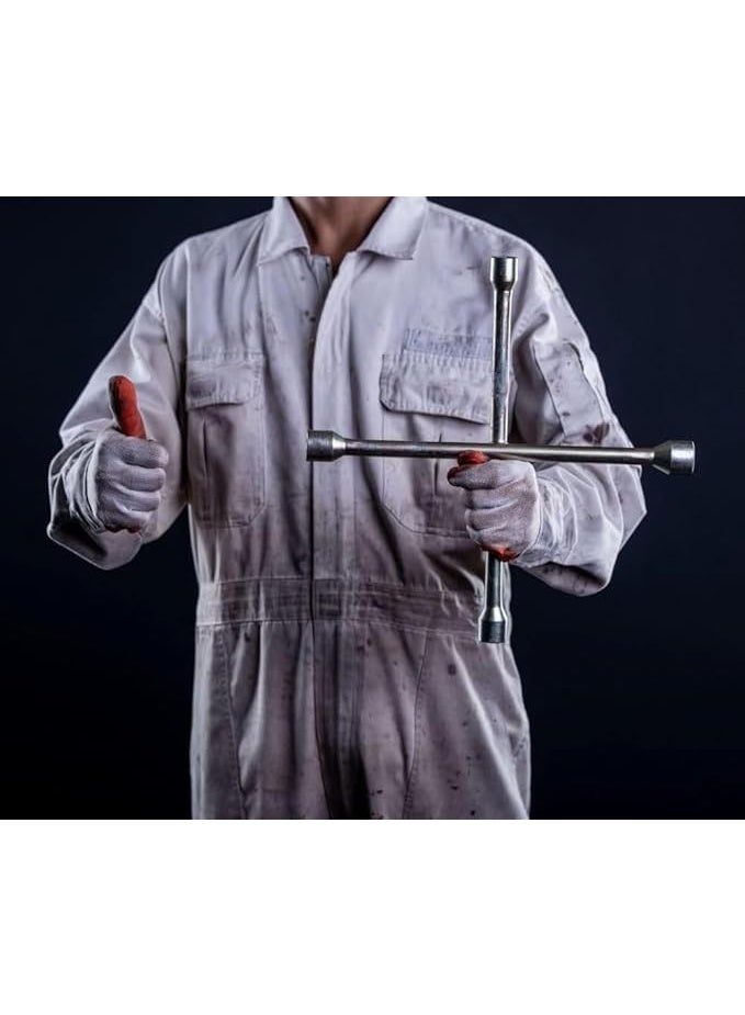 مفتاح عجل صليبة 16 بوصة - صلب شديد التحمل - مفتاح رباعي الاتجاهات فضي لفك وتغيير إطارات السيارات - قوي وعملي لحالات الطوارئ على الطريق - Image 2