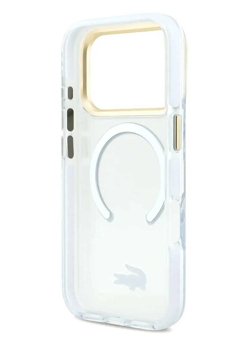 LACOSTE iPhone 17 Pro MagSafe Case / Transparent TPU+PC Case With Frosted Finish / iP 17 Pro Back Cover - White/Gold