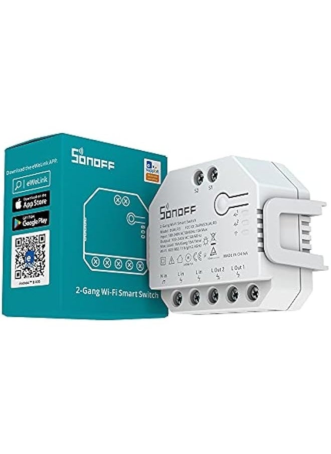 سونوف - مفتاح ستارة ذكية مع WiFi وقياس الطاقة معتمد من TUV، مفتاح ثنائي RELAY DUALR3 للستائر، والستائر العمودية، ودواليب الشتر، مفتاح ذكي ثنائي الاتجاه، يعمل مع أليكسا وجوجل هوم (عبوة واحدة) - Image 1