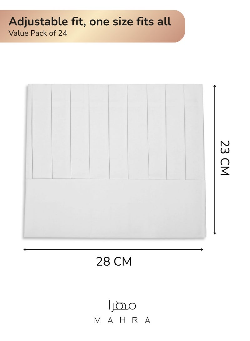 MAHRA CO. 24 PCS | Disposable Paper Chef Hat | White 28 x 23 CM Adjustable Pleated Caps | Lightweight, Comfortable, Breathable Kitchen Hats for Cooking, Catering, Baking, Art Class, Costumes, DIY Crafts, Parties, Holidays, Events - Image 3