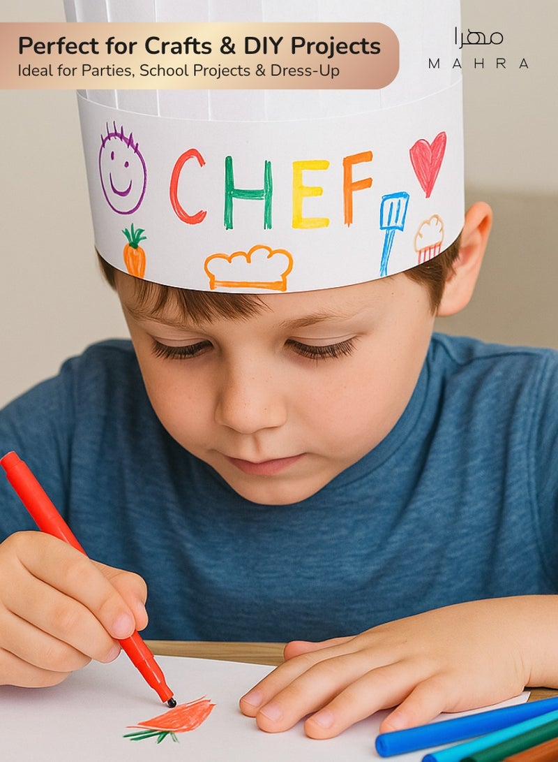 MAHRA CO. 24 PCS | Disposable Paper Chef Hat | White 28 x 23 CM Adjustable Pleated Caps | Lightweight, Comfortable, Breathable Kitchen Hats for Cooking, Catering, Baking, Art Class, Costumes, DIY Crafts, Parties, Holidays, Events - Image 5