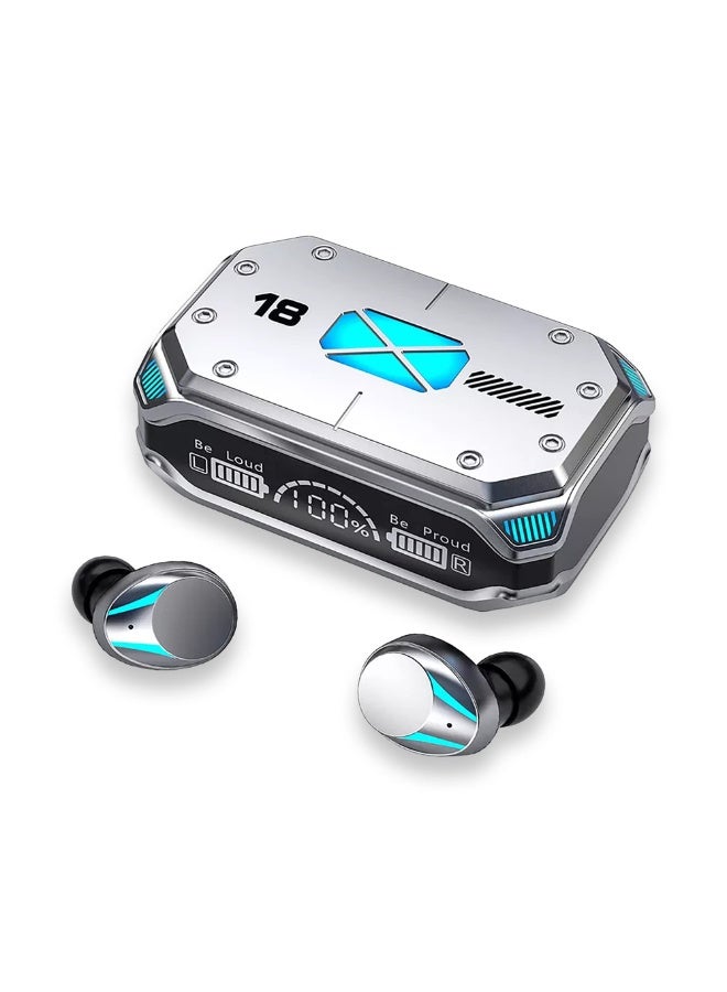 M41 Bluetooth 5.3 True Wireless Earbuds, Environment Noise Cancelling Earbuds, IPX7 Waterproof (Silver) - Image 1