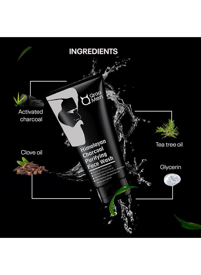 Qraa Men Himalayan Charcoal Purifying Face Wash|Pack Of 2 | For Deep Cleansing Of Pores| Removes Dirt, Controls Oil| (100Gm X 2)  - Image 4
