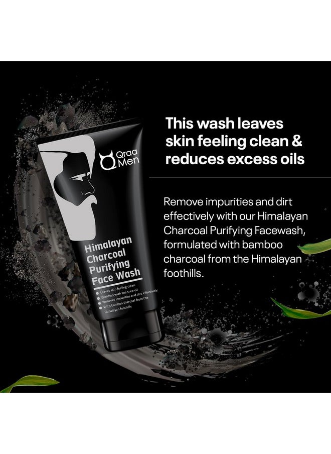 Qraa Men Himalayan Charcoal Purifying Face Wash|Pack Of 2 | For Deep Cleansing Of Pores| Removes Dirt, Controls Oil| (100Gm X 2)  - Image 2
