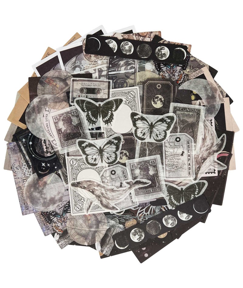 ZMLSED Vintage Ephemera Scrapbook Stickers,100 Pieces Star Universe Bundle Junk Journal Kit Supplies Material Paper Pack Decorative Aesthetic for Craft Art Bullet Junk Journal Planner Collage Album - Image 2