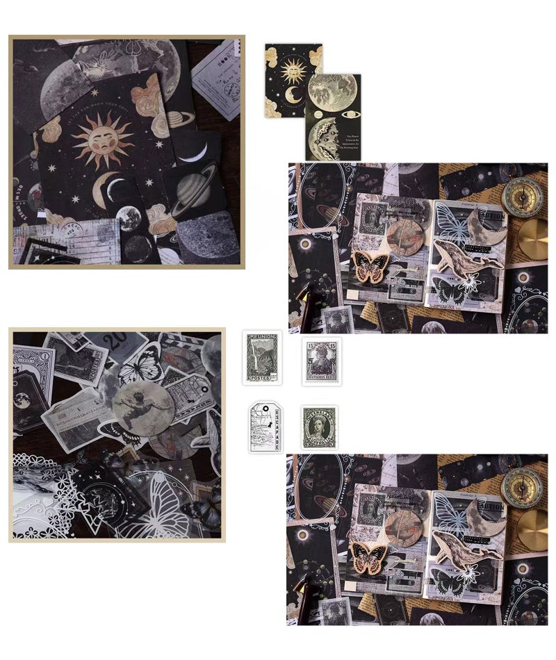 ZMLSED Vintage Ephemera Scrapbook Stickers,100 Pieces Star Universe Bundle Junk Journal Kit Supplies Material Paper Pack Decorative Aesthetic for Craft Art Bullet Junk Journal Planner Collage Album - Image 5