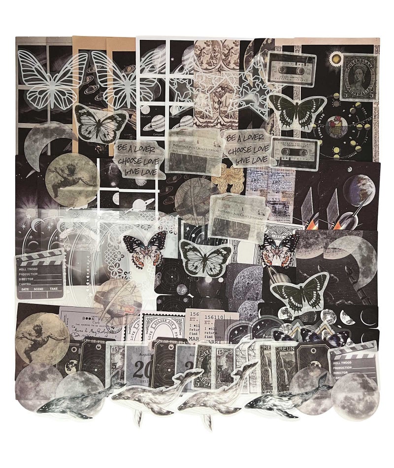 ZMLSED Vintage Ephemera Scrapbook Stickers,100 Pieces Star Universe Bundle Junk Journal Kit Supplies Material Paper Pack Decorative Aesthetic for Craft Art Bullet Junk Journal Planner Collage Album - Image 1