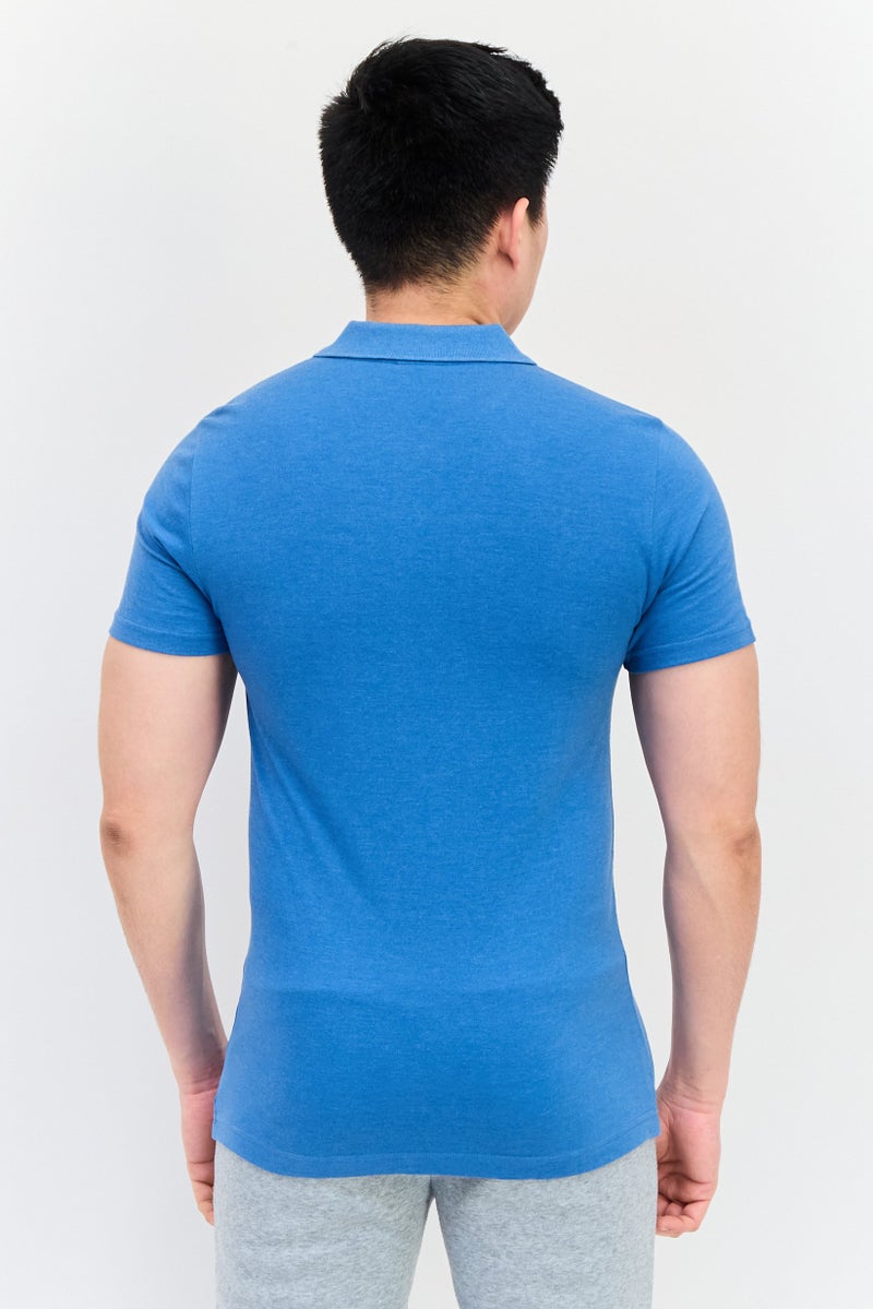 PUMA Men Sportswear Fit Short Sleeves Outdoor Polo Shirt, Blue - Image 3