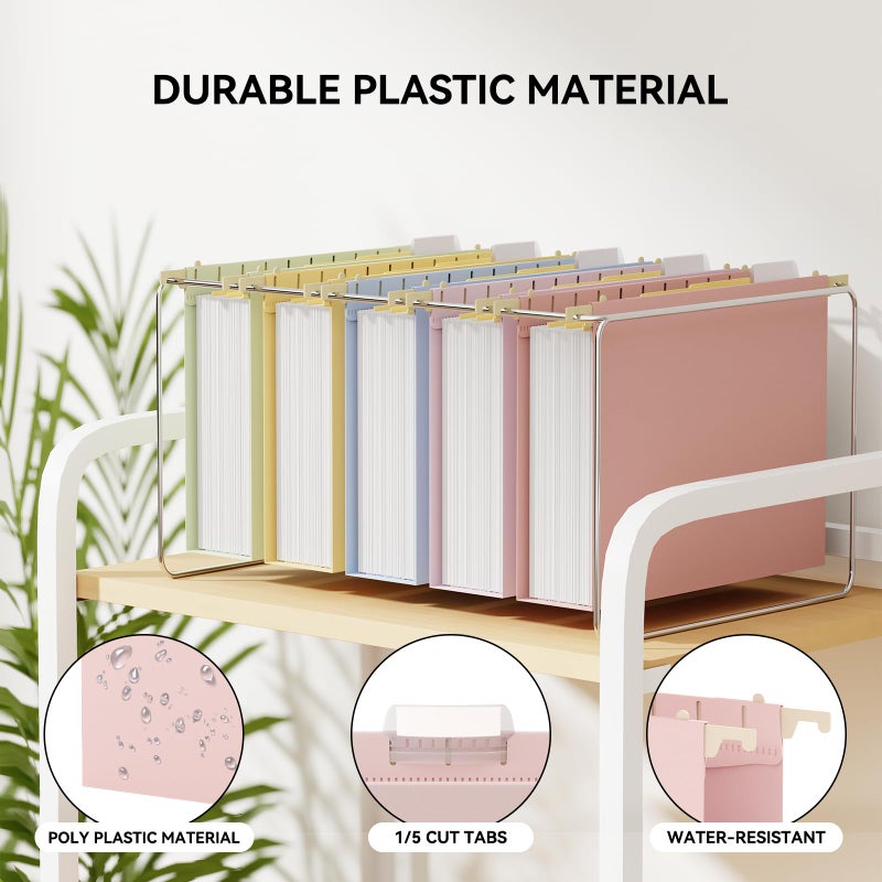 Ansook Hanging File Folders Letter Size Extra Capacity,Heavy Duty 2'' Plastic Expandable File Cabniet Folders,12 Pack File Folders Hanging with Tabs,Desk Paper Organizer for Office School Home - Image 3
