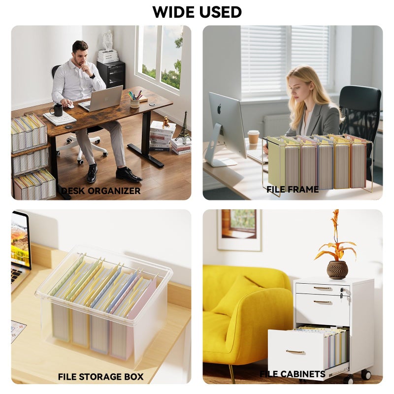 Ansook Hanging File Folders Letter Size Extra Capacity,Heavy Duty 2'' Plastic Expandable File Cabniet Folders,12 Pack File Folders Hanging with Tabs,Desk Paper Organizer for Office School Home - Image 4