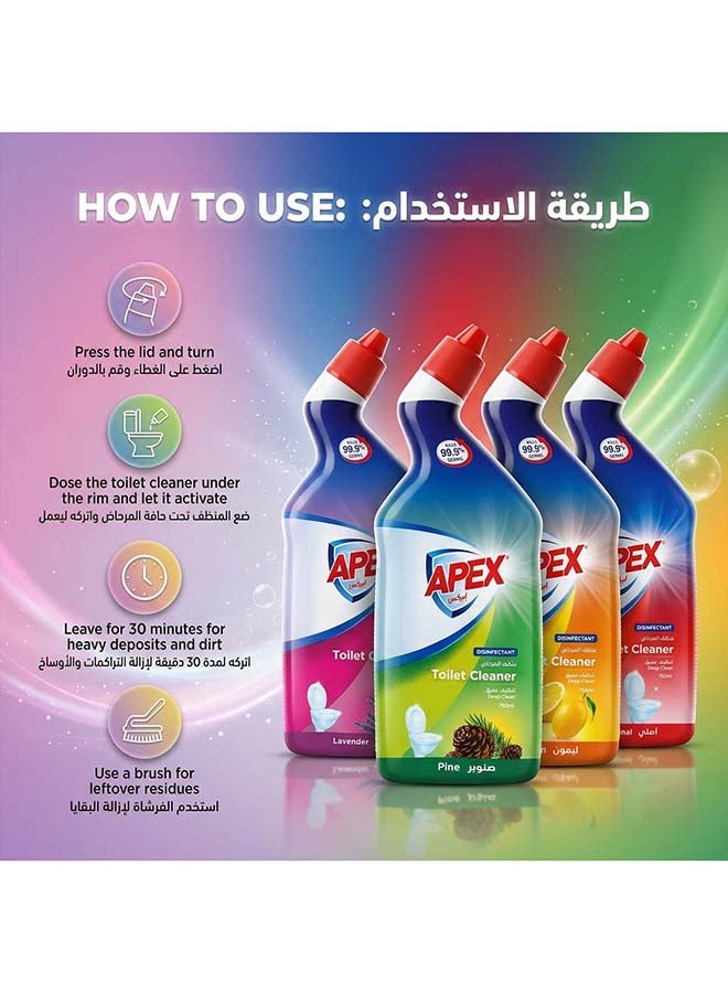 APEX منظف المرحاض أبيكس 750 مل مطهر لتنظيف عميق للمرحاض يزيل البقع الصعبة والجراثيم 750 مل - Image 3