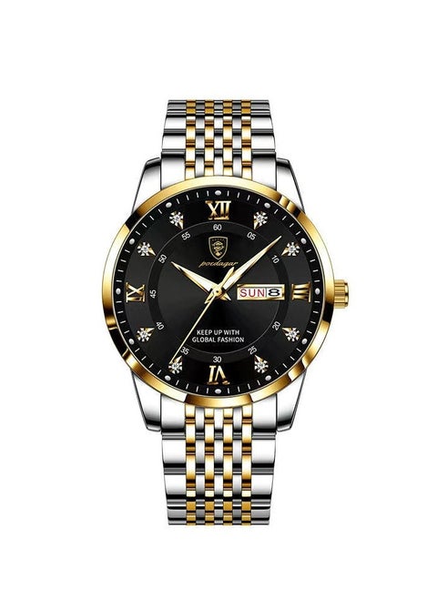 Ultra Thin Men's Watch with Sapphire Crystal Glass, Diamond Hour Markers, 2.5D Curved Dial, Waterproof, Luminous, and Calendar Function