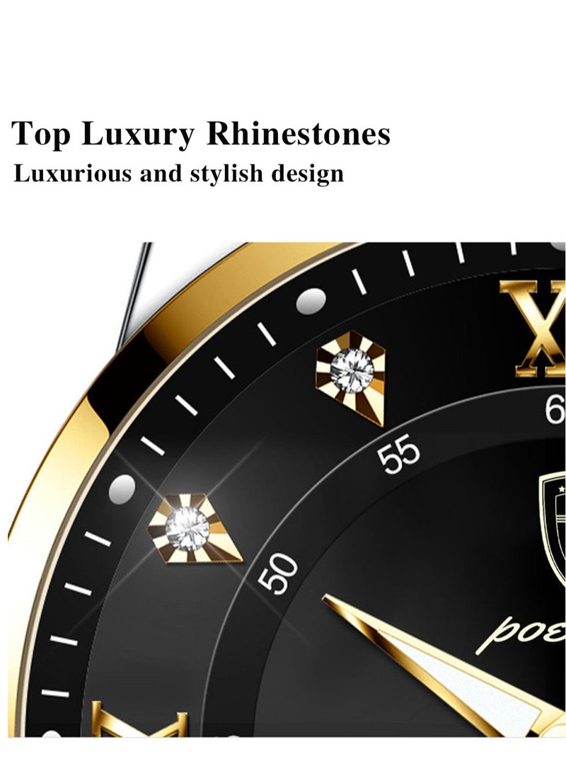 Ultra Thin Men's Watch with Sapphire Crystal Glass, Diamond Hour Markers, 2.5D Curved Dial, Waterproof, Luminous, and Calendar Function